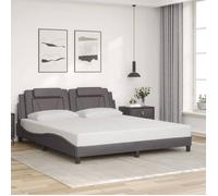 vidaXL Cadre de Lit Viana sans Matelas, Lit Rembourré avec Coussin, Lit Double, Lit Adulte Chambre, Moderne, Gris 180x200 cm