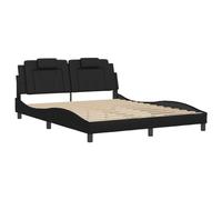 vidaXL Cadre de Lit Viana sans Matelas, Lit Rembourré avec Coussin, Lit Double, Lit Adulte Chambre, Moderne, Noir 160x200 cm Similicuir
