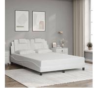 vidaXL Cadre de Lit Viana sans Matelas, Lit Rembourré avec Coussin, Lit Double, Lit Adulte Chambre, Moderne, Blanc 140x200 3208097