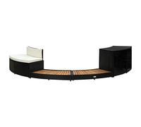 vidaXL Cadre de Spa Accessoire de Spa Marche de Spa Bordure Bord de Spa Résistance aux Intempéries Noir Résine Tressée Bois d'Acacia