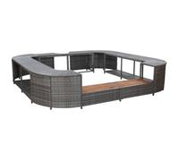 vidaXL Cadre de spa carré Gris 268x268x55 cm Résine tressée