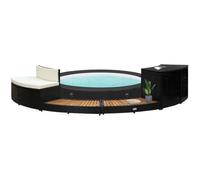 vidaXL Cadre de spa en résine tressée et bois d'acacia – Noir