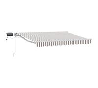 vidaXL Cadre de Store Manuel avec LEDs Gris Clair et Blanc 3 x 2,5 m, Voile d'ombrage pour Jardin et auvent, auvent Manuel Moderne avec lumière LED, Protection extérieure réglable