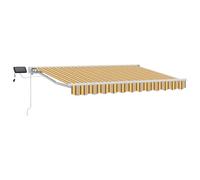 vidaXL Cadre de Store Manuel avec LEDs Jaune, Gris et Blanc 3 x 2 m, Voile d'ombrage pour Jardin et auvent, auvent Manuel Moderne avec lumière LED, Protection extérieure réglable