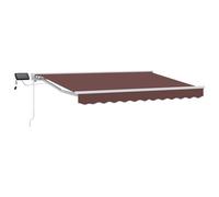 vidaXL Cadre de store manuel avec LEDs Marron 3 x 2,5 m, Store ajustable, Parasol de jardin moderne, Ombre extérieure résistante aux intempéries, Auvent rectangulaire de terrasse, Protection solaire e