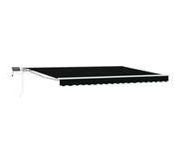 vidaXL Cadre de store manuel avec LEDs Noir 4 × 3 m, Store ajustable, Parasol de jardin moderne, Ombre extérieure résistante aux intempéries, Auvent rectangulaire de terrasse, Protection solaire en al