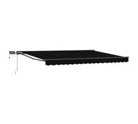 vidaXL Cadre de store manuel avec LEDs Noir 4 × 3 m, Store ajustable, Parasol de jardin moderne, Ombre extérieure résistante aux intempéries, Auvent rectangulaire de terrasse, Protection solaire en al