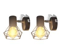 Cadre Noir d'Applique Murale Industriel 2 Ampoules LED à Incandescence vidaXL