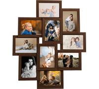 vidaXL Cadre photo collage pour 10x(10x15 cm) photos brun foncé MDF
