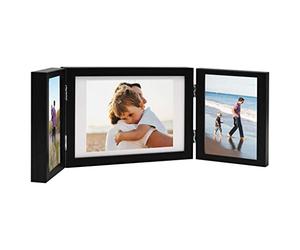 vidaXL Cadre Photo Dépliable Cadre d'Image Décoration de Table Salon Salle de Séjour Chambre Maison Intérieur Noir 28x18 cm+2x(13x18 cm)