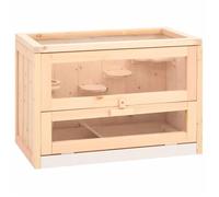 vidaXL Cage à hamster 60×35,5×42 cm bois massif de sapin pour hamster, rat, gerbille 172378