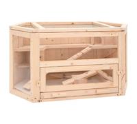 vidaXL Cage à hamster Bois massif de sapin 80x40x43 cm Intérieur Montage facile Beige