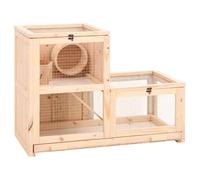 vidaXL Cage à hamster 81x40x60 cm Bois massif de sapin pour souris, gerbille, rat Marron G