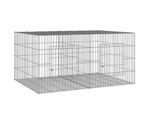 vidaXL Cage à Lapin 2 Panneaux 110x79x54 cm Fer Galvanisé Clapier Enclos Parc
