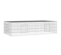 vidaXL Cage à Lapin 2 Panneaux 220x110x55 cm Fer Galvanisé Clapier Enclos Parc 171563