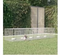 vidaXL Cage à lapin 5 panneaux 273x79x54 cm fer galvanisé - clapier enclos