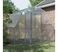 vidaXL Cage à Oiseaux avec Porte, Enclos à Animaux, Cage pour Perroquet, Volière de Jardin Terrasse Patio Extérieur, Argenté Acier Galvanisé