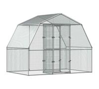 vidaXL Cage à Oiseaux avec Porte, Enclos à Animaux, Cage pour Perroquet, Volière de Jardin Terrasse Patio Extérieur, Argenté Acier Galvanisé