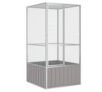 vidaXL Cage à oiseaux fermée ventilée en acier galvanisé extérieur 111x107x211,5 cm Gris