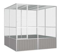 vidaXL Cage à oiseaux fermée ventilée acier galvanisé gris 213,5 x 217,5 x 211,5 cm