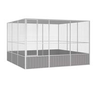 vidaXL Cage à Oiseaux Gris 302,5x324,5x211,5 cm Acier galvanisé, volière à Oiseaux, Cage à perroquets, Grande Cage à perroquets, Cage à perruches