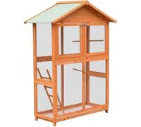 vidaXL Cage à oiseaux 125,5x59,5x164 cm Pin massif et sapin, plateau de nettoyage amovible Marron