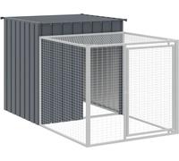 Poulailler avec cour anthracite 110x201x110 cm acier galvanisé, poulailler, enclos à poules, poulailler avec enclos, cabane à poules