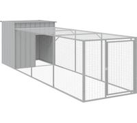 Kippenhok met ren 110x405x110 cm staal lichtgrijs3189094