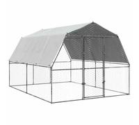 vidaXL Cage à Poules avec Toit et Porte, Enclos à Poules, Cage pour Animaux, Poulailler de Jardin Terrasse Patio, Argenté Acier Galvanisé