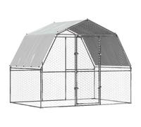 vidaXL Cage à Poules avec Toit et Porte, Enclos à Poules, Cage pour Animaux, Poulailler de Jardin Terrasse Patio, Argenté Acier Galvanisé