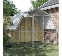 vidaXL Cage à Poules avec Toit et Porte, Enclos à Poules, Cage pour Animaux, Poulailler de Jardin Terrasse Patio, Argenté Acier Galvanisé