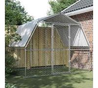vidaXL Cage à Poules avec Toit et Porte, Enclos à Poules, Cage pour Animaux, Poulailler de Jardin Terrasse Patio, Argenté 3294910 Gris G