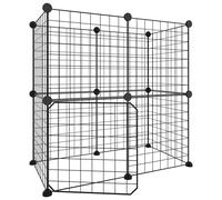 Vidaxl Cage Animaux De Compagnie À 12 Panneaux Et Porte Noir 35x35 Cm