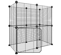 Vidaxl Cage Animaux De Compagnie À 12 Panneaux Et Porte Noir 35x35 Cm