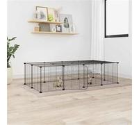 Cage Animaux de Compagnie à 20 Panneaux et Porte Noir 140x70x35 cm Enclos vidaXL
