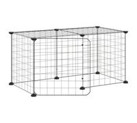 vidaXL Enclos pour animaux de compagnie 8 panneaux avec porte noir 35x35 cm