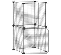 vidaXL Cage Animaux de Compagnie à 8 Panneaux et Porte Noir 35x35 cm Enclos