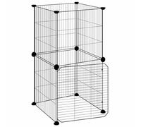 vidaXL Cage pour animaux de compagnie Enclos 8 panneaux avec porte noir 35x35 cm