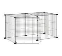 vidaXL Cage animaux de compagnie Enclos - 8 panneaux avec porte, noir 35 x 35 cm