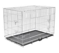 vidaXL Cage métallique pliable pour chiens XXL - 3 portes, plateau amovible - Gris