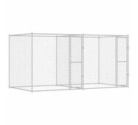 vidaXL Cage pour Chien 2 pcs Argenté 400 x 200 x 200 cm Acier et PE, Cage pour Chien de Jardin et terrasse, Grand chenil extérieur, Design Rustique, Enceinte Durable et verrouillable