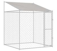vidaXL Cage pour Chien Argenté 200 x 200 x 258 cm Acier et PE, Caisse de Chien Rustique, Grande Maison, enclos extérieur, Espace de Jeu, abri sûr et sécurisé