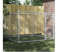 vidaXL Cage pour chien 172562 avec porte Acier galvanisé 2x2x1,5 m Gris