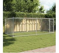 vidaXL Cage pour chien avec porte 4 x 2 x 1,5 m acier galvanisé gris