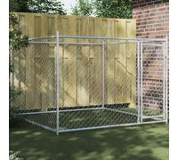vidaXL Cage pour chien 172562 avec porte Acier galvanisé 2x2x1,5 m Gris