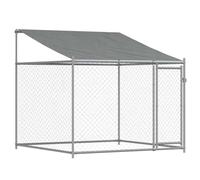 vidaXL Cage pour Chien avec Toit et Porte, Chenil d'Extérieur pour Chiots, Enclos pour Animaux de Compagnie, Parc pour Chien, Gris Acier Galvanisé