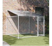 vidaXL Cage pour Chien avec Toit et Porte, Chenil d'Extérieur pour Chiots, Enclos pour Animaux de Compagnie, Parc pour Chien, Gris Acier Galvanisé