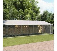 Cage pour Chien avec Toit et Porte, Chenil pour Chien, Maison pour Chien, Niche de Jardin Terrasse, Gris 12x2x2m 3209572