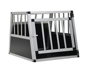 vidaXL Cage pour Chien, Niche pour Chien avec Porte Unique, Chenil Transparent pour Chiens Convient pour le Coffre de la Voiture, Caisse de Transport pour Chiot Portable