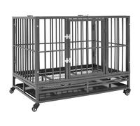 vidaXL Cage pour Chiens avec Roues Acier 92x62x76 cm Chenil Enclos pour Chiot Noir